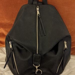 Faux black leather backpack